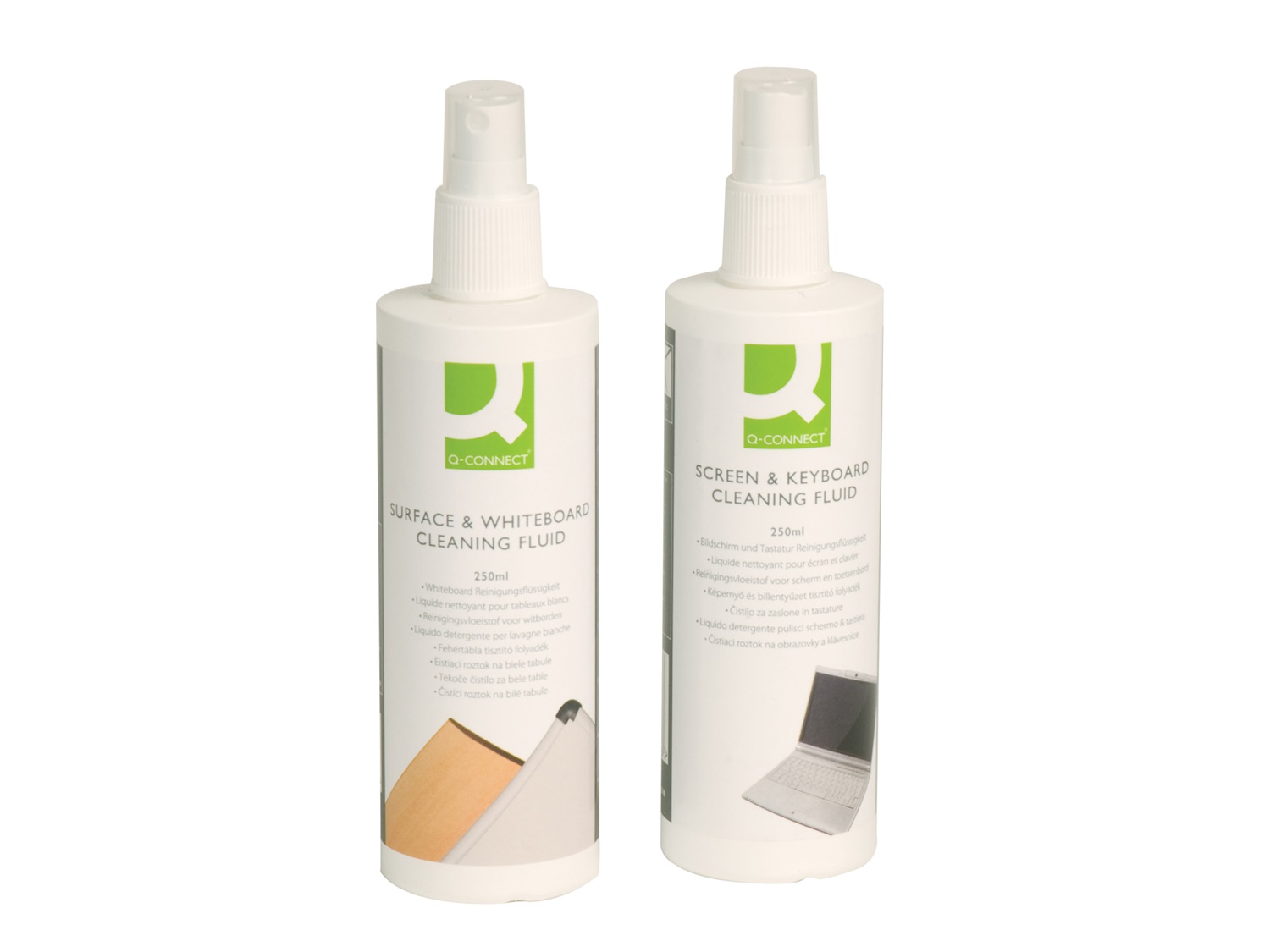 Q-Connect Fluido detergente per schermo e tastiera - Antistatico e Battericida, 250ml
