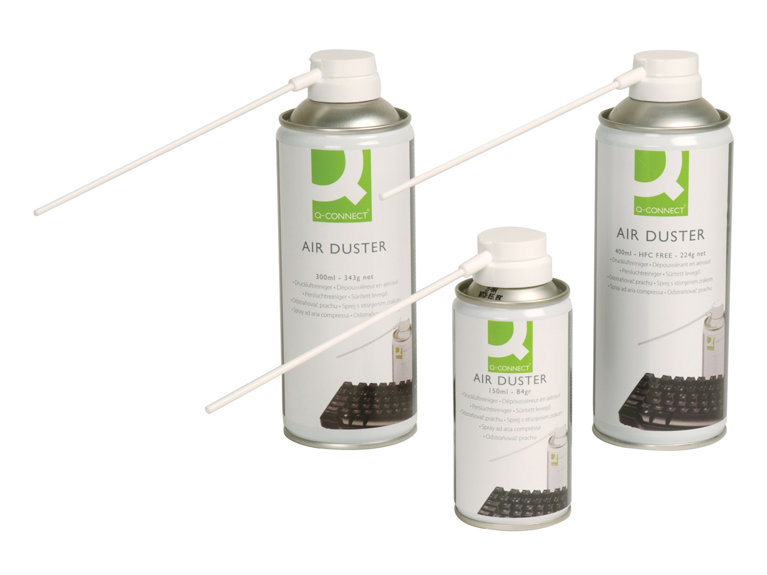 Q-Connect Aria Compressa Spray per Pulizia Non Infiammabile 300 ml KF04505 - Senza Silicone e Olio, Sicuro su Lenti