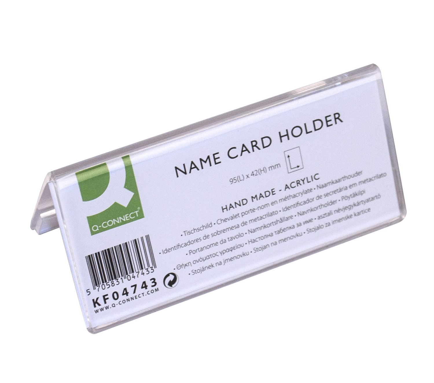 Q-Connect Portanome da Tavolo in Polimetilmetacrilato Trasparente 95x42 mm - KF04743