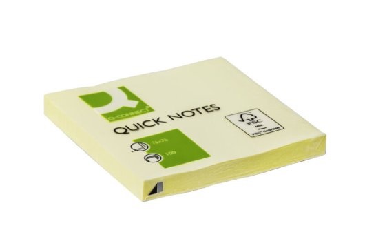 Q-Connect Foglietti Adesivi Riposizionabili 76 x 76 mm, 100 Fogli, Giallo, Grammatura 63 g/m²