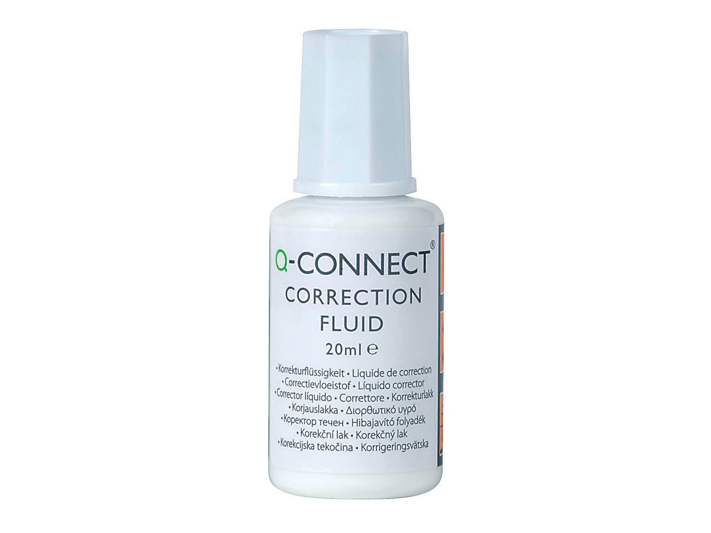 Q-Connect Correttore Liquido a Flacone 20 ml - Alto Potere Coprente, Colore Bianco