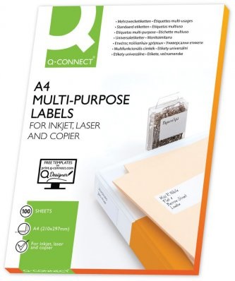 Q-Connect Etichette Universali Bianco 105x42,3 mm - 1400 Etichette Totali, 14 Etichette per Foglio, Confezione da 100 Fogli