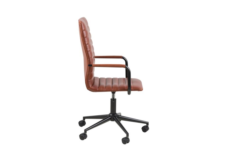 AC Design Sedia da Scrivania Winslow in Ecopelle Cognac, Regolabile in Altezza con Ruote e Braccioli