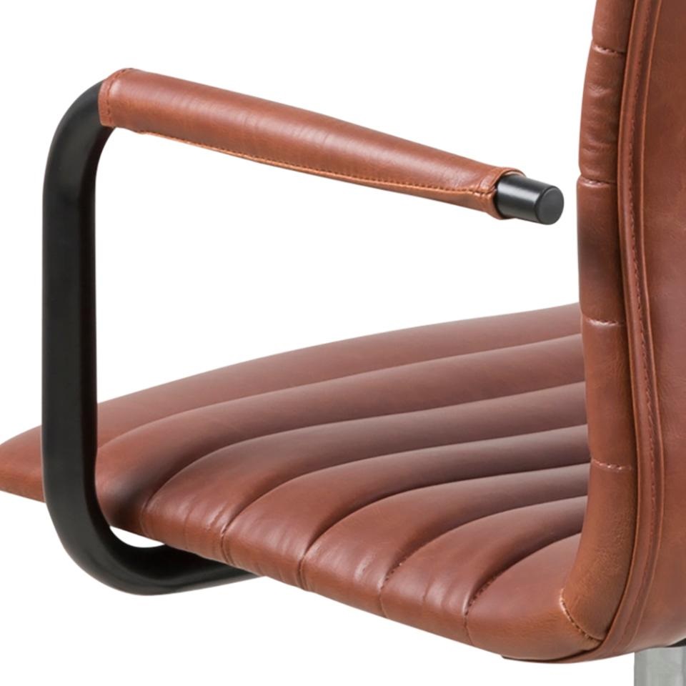 AC Design Sedia da Scrivania Winslow in Ecopelle Cognac, Regolabile in Altezza con Ruote e Braccioli