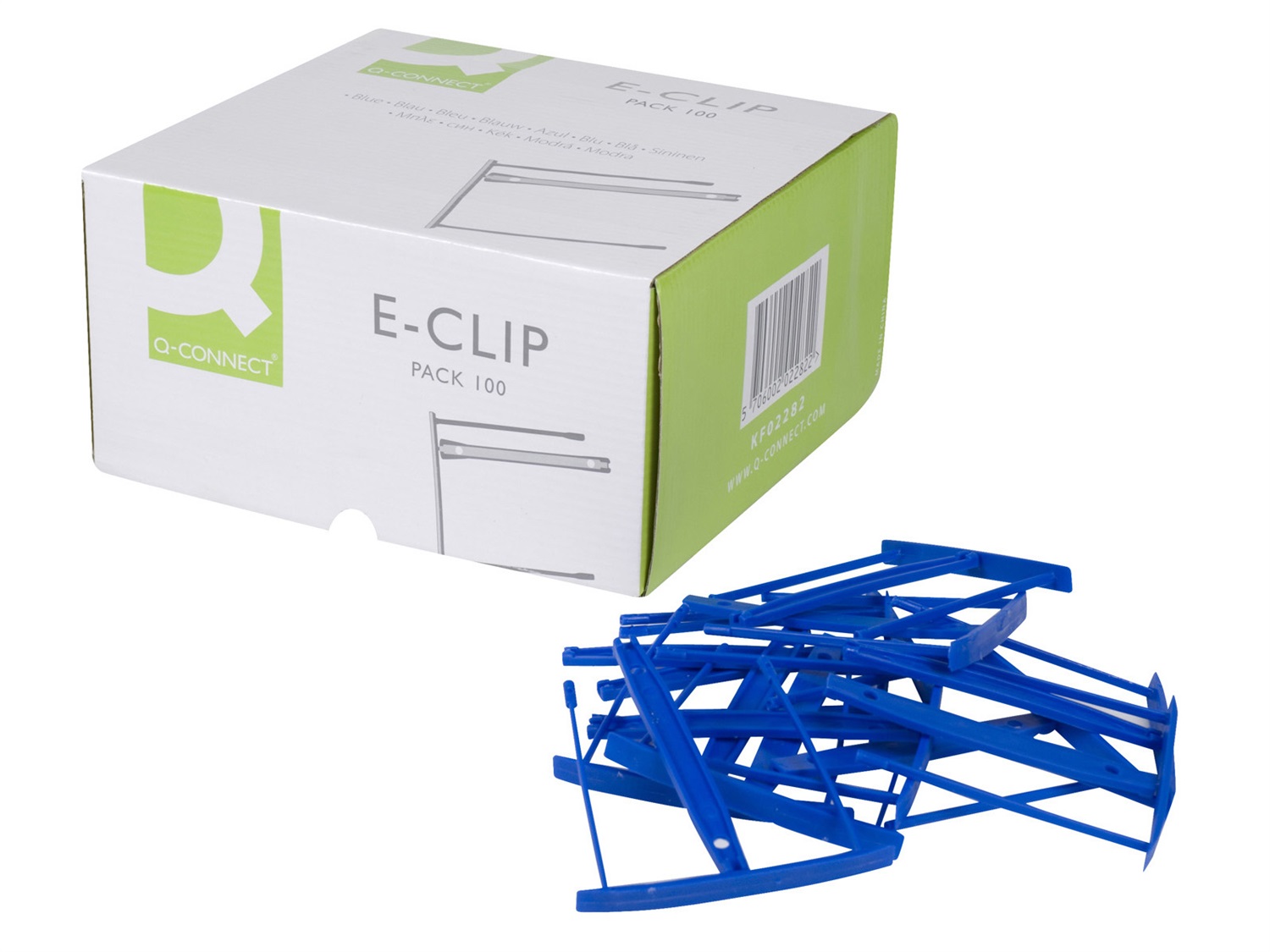Q-Connect Clip Fermafogli Blu in Plastica - Passo 8 cm, Capacità 7 cm, Conf. 100 Pezzi