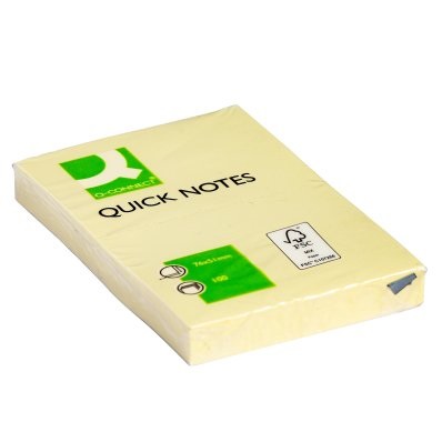 Q-Connect Foglietti Riposizionabili Gialli 76x51 mm - 100 Fogli per Blocco, Conf. 12 Blocchetti, 63 g/m², Certificazione FSC
