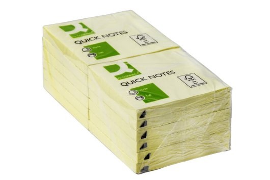Q-Connect Foglietti Riposizionabili Gialli 76x76 mm - 12 Blocchetti da 100 Fogli, Certificazione FSC