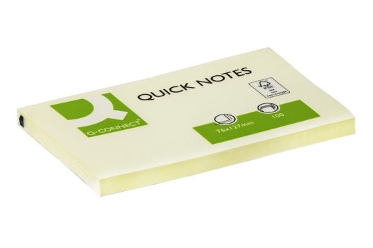 Q-Connect Foglietti Riposizionabili Gialli 76x127 mm - 12 Blocchetti da 100 Fogli con Certificazione FSC