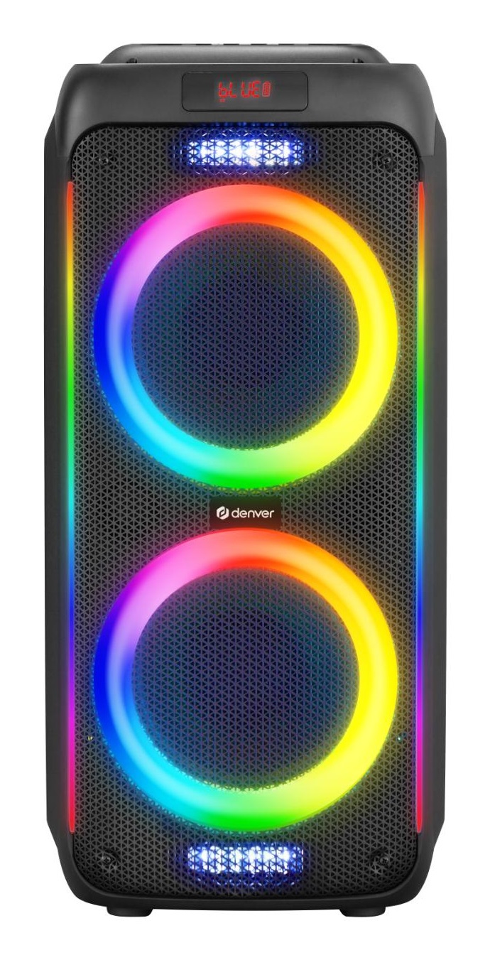Denver BPS-458 Altoparlante Bluetooth Portatile Nero 1000 W con Effetti di Illuminazione RGB e Microfono Wireless