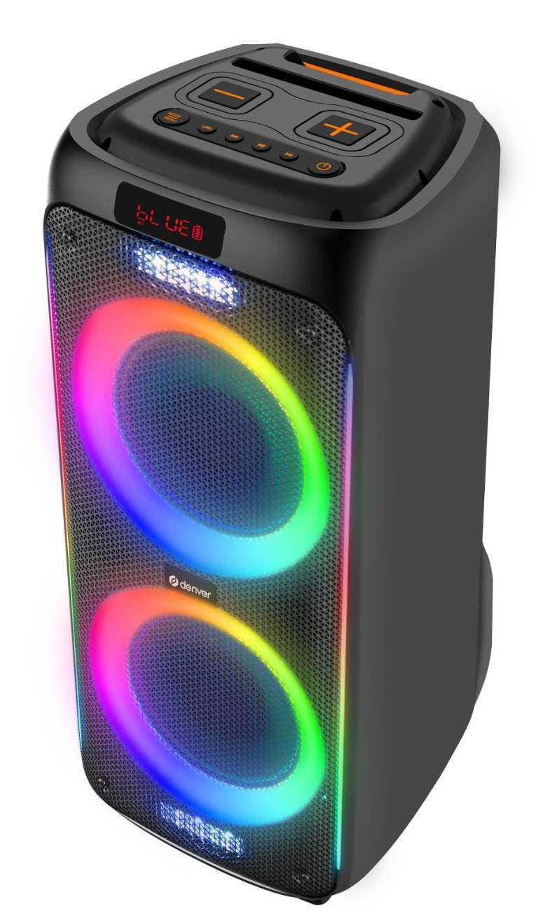 Denver BPS-458 Altoparlante Bluetooth Portatile Nero 1000 W con Effetti di Illuminazione RGB e Microfono Wireless