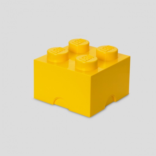 Room Copenhagen Lego Brick Lunch Box Giallo - Contenitore a forma di mattoncino LEGO 4 bottoncini, 12.5x25x18 cm