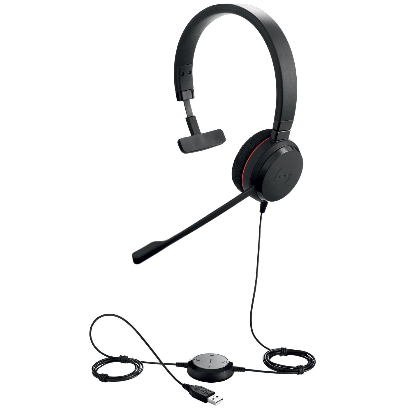 Jabra Evolve 20 MS Mono Cuffie Cablato A Padiglione Ufficio USB tipo A Nero con Cancellazione Passiva del Rumore