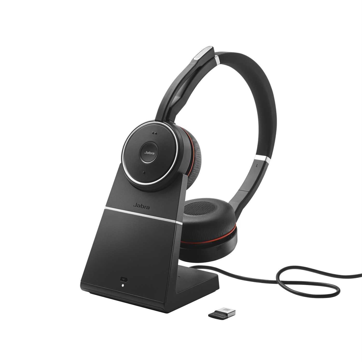 Jabra Evolve 75 UC Stereo Cuffia con Microfono Padiglione Auricolare Bluetooth e Cablata, Nero e Rosso, per Ufficio/Call Center