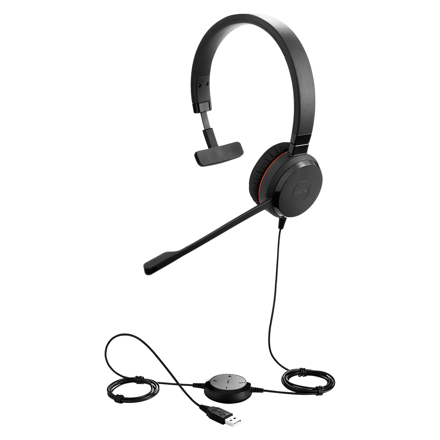 Jabra Evolve 20 UC Mono - Cuffia Padiglione Cablata USB tipo A per Ufficio/Call Center, Cancellazione Passiva del Rumore, Nero