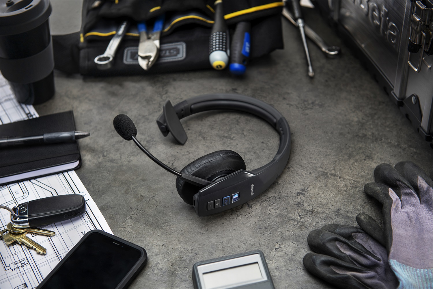 Jabra BlueParrott B450-XT Auricolare Wireless A Padiglione con Noise Cancelling per Musica e Chiamate, Bluetooth, USB tipo-C, Nero