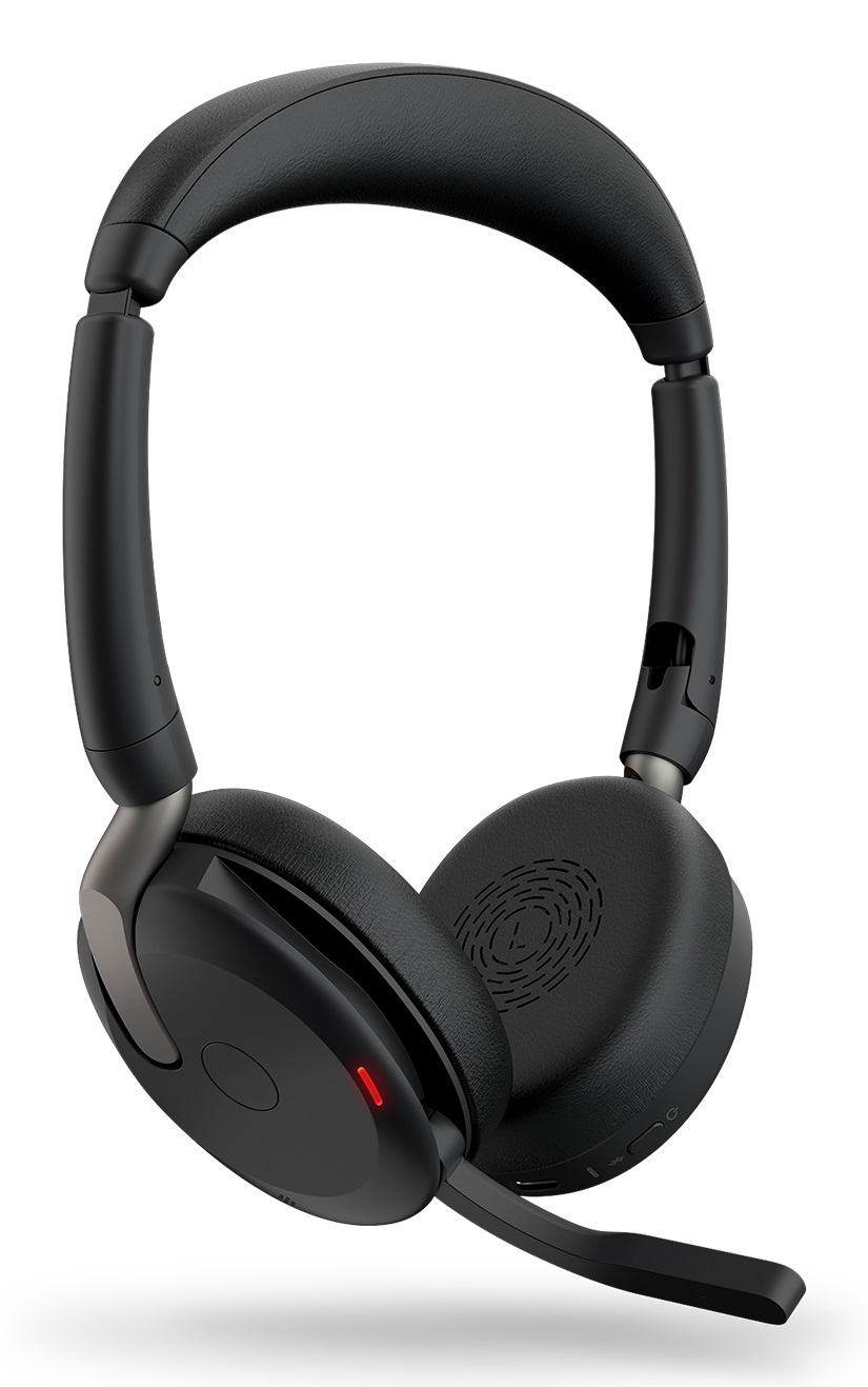 Jabra Evolve2 65 Flex Auricolare Bluetooth Nero con Cancellazione del Rumore ANC, Design Pieghevole, Fino a 32 Ore di Autonomia, per Ufficio