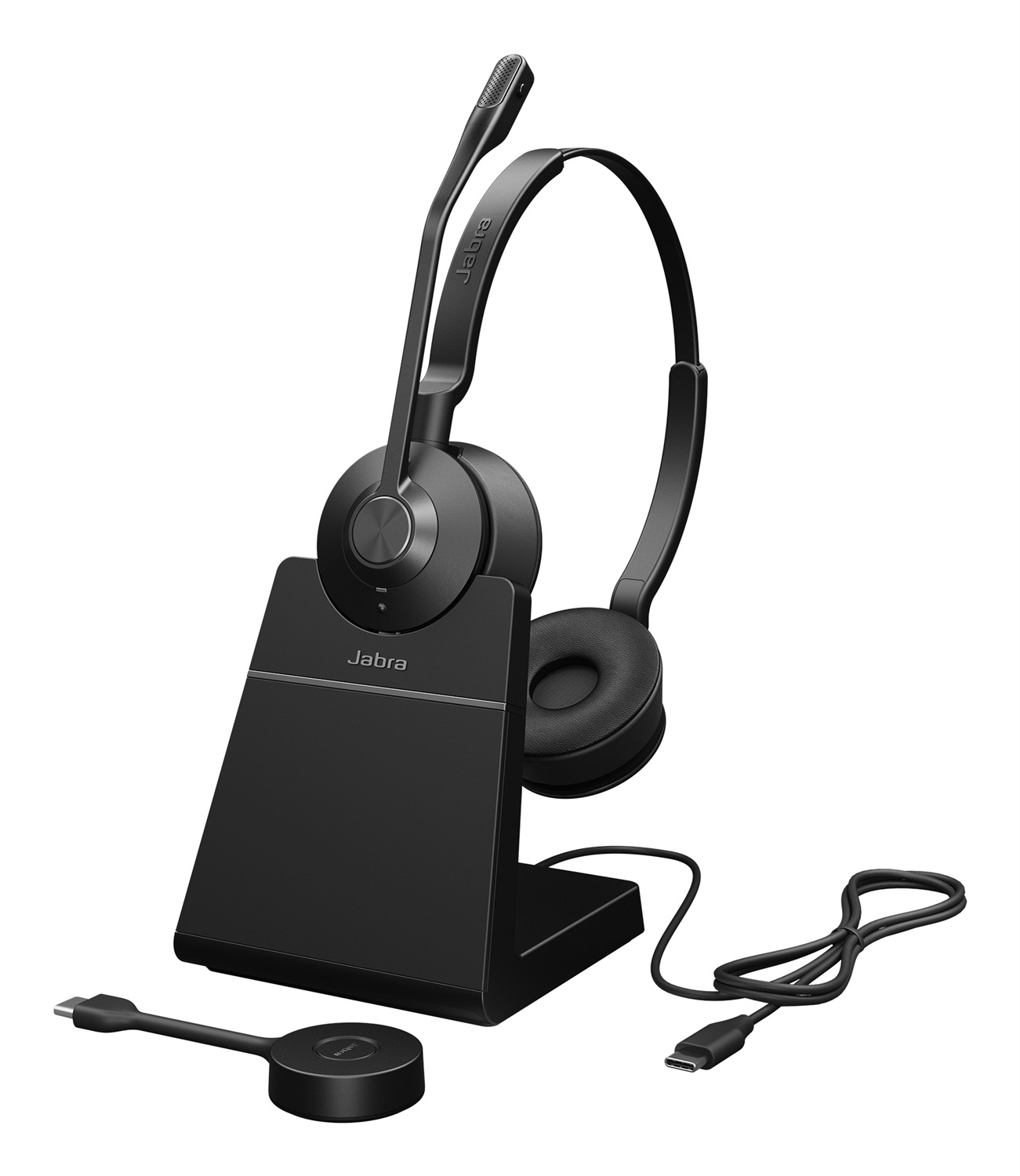 Jabra Engage 55 SE Auricolare Wireless A Padiglione Nero con Doppio Microfono e Stazione di Ricarica - Ufficio, 150m Range