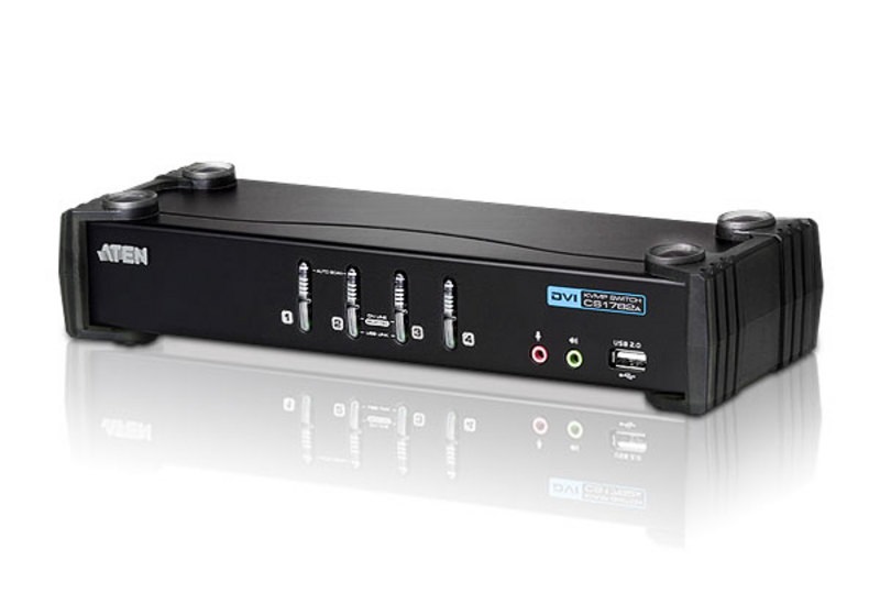 ATEN CS1764A-AT-E Switch KVM 4 Porte DVI/USB con Supporto Audio e Cavi Inclusi