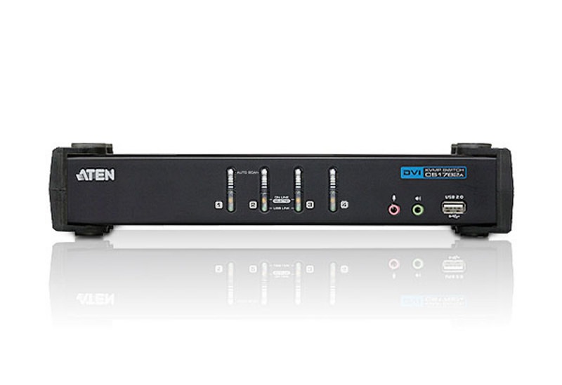 ATEN CS1764A-AT-E Switch KVM 4 Porte DVI/USB con Supporto Audio e Cavi Inclusi