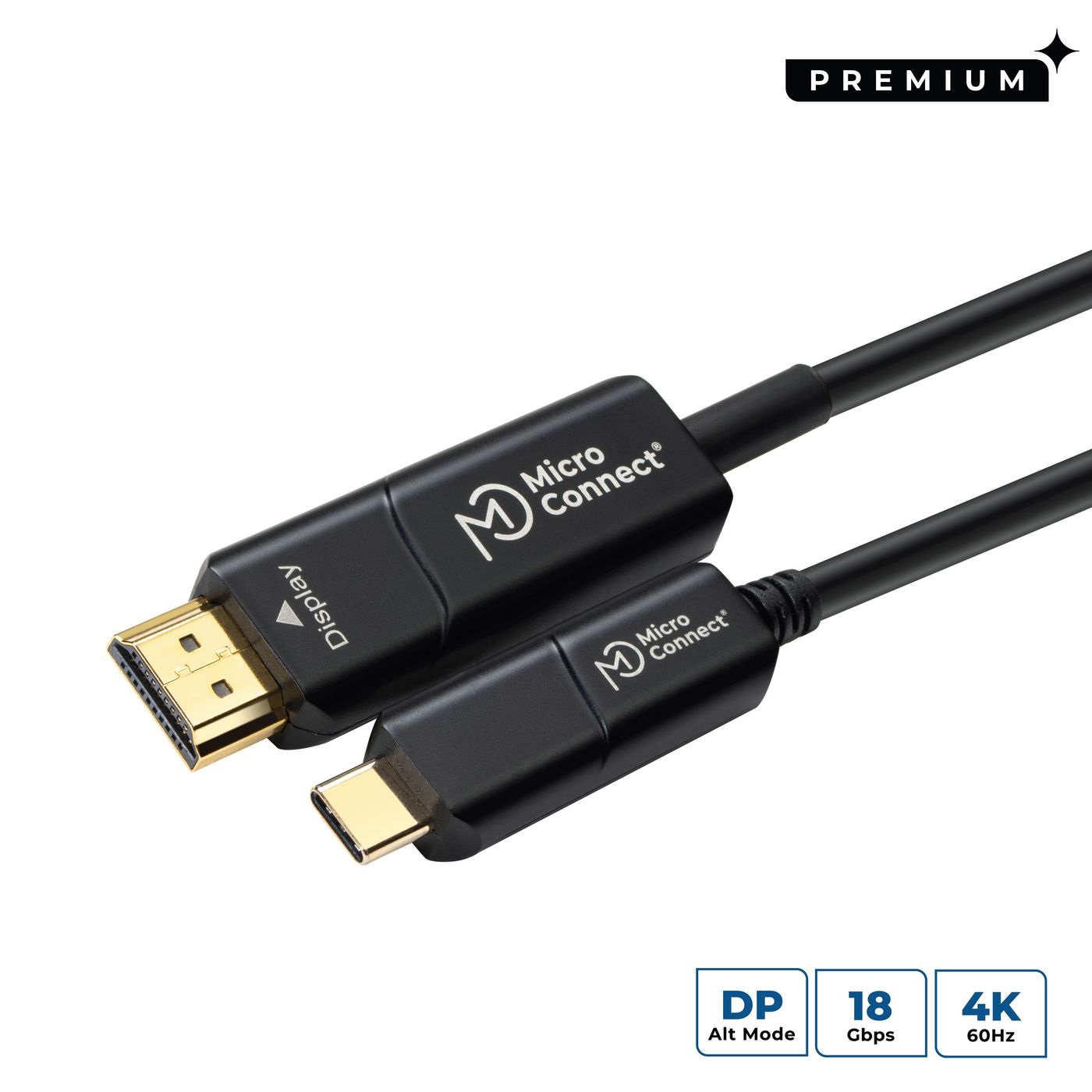 MicroConnect Cavo Fibra USB-C a HDMI 20m - 4K 60Hz, 18Gbps, Certificato RoHS