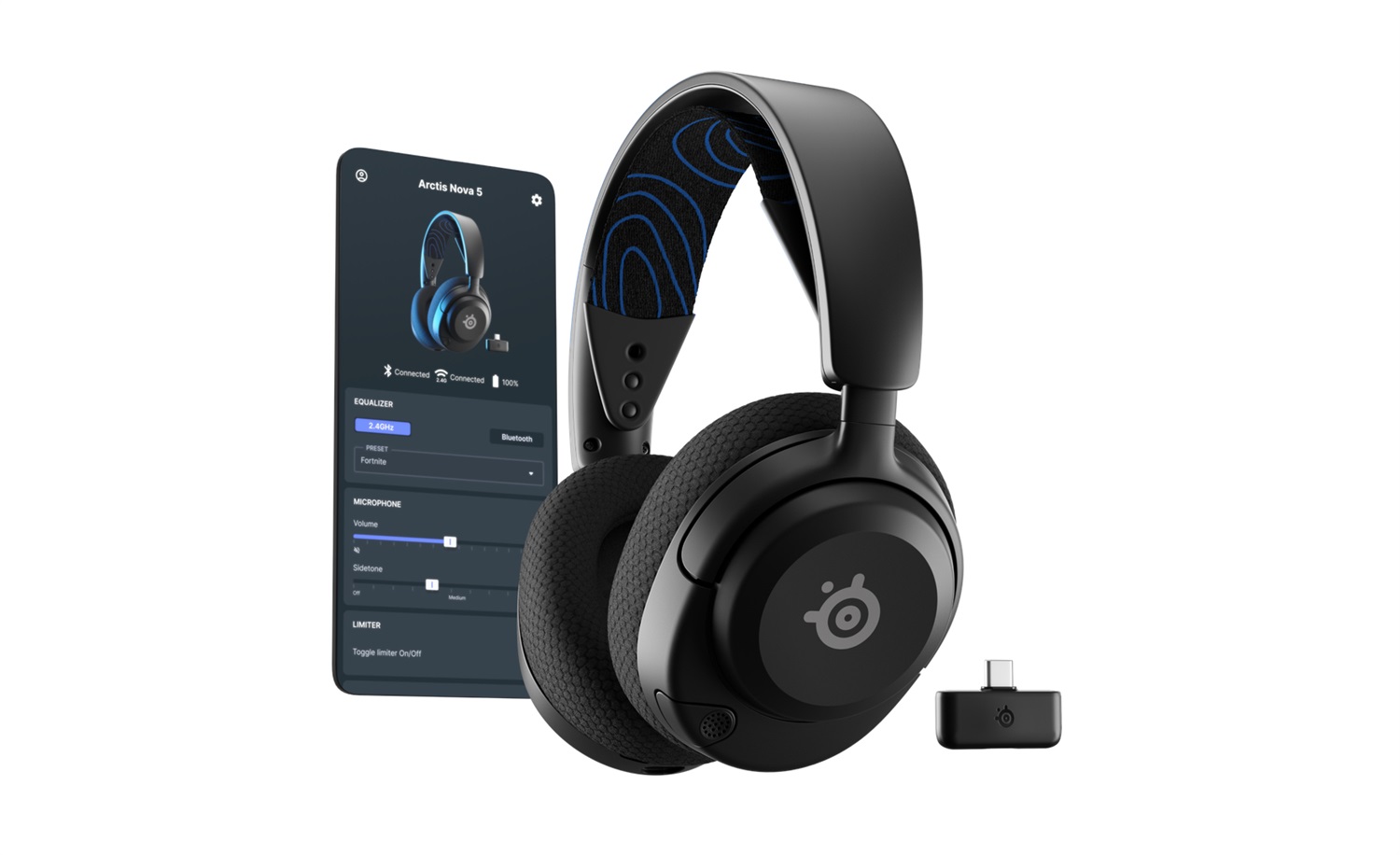 SteelSeries Arctis Nova 5P - Cuffie da Gaming Wireless Nero con Driver Magnetici, 100 Preset Audio, Batteria 60 Ore e Microfono ClearCast Gen2.X
