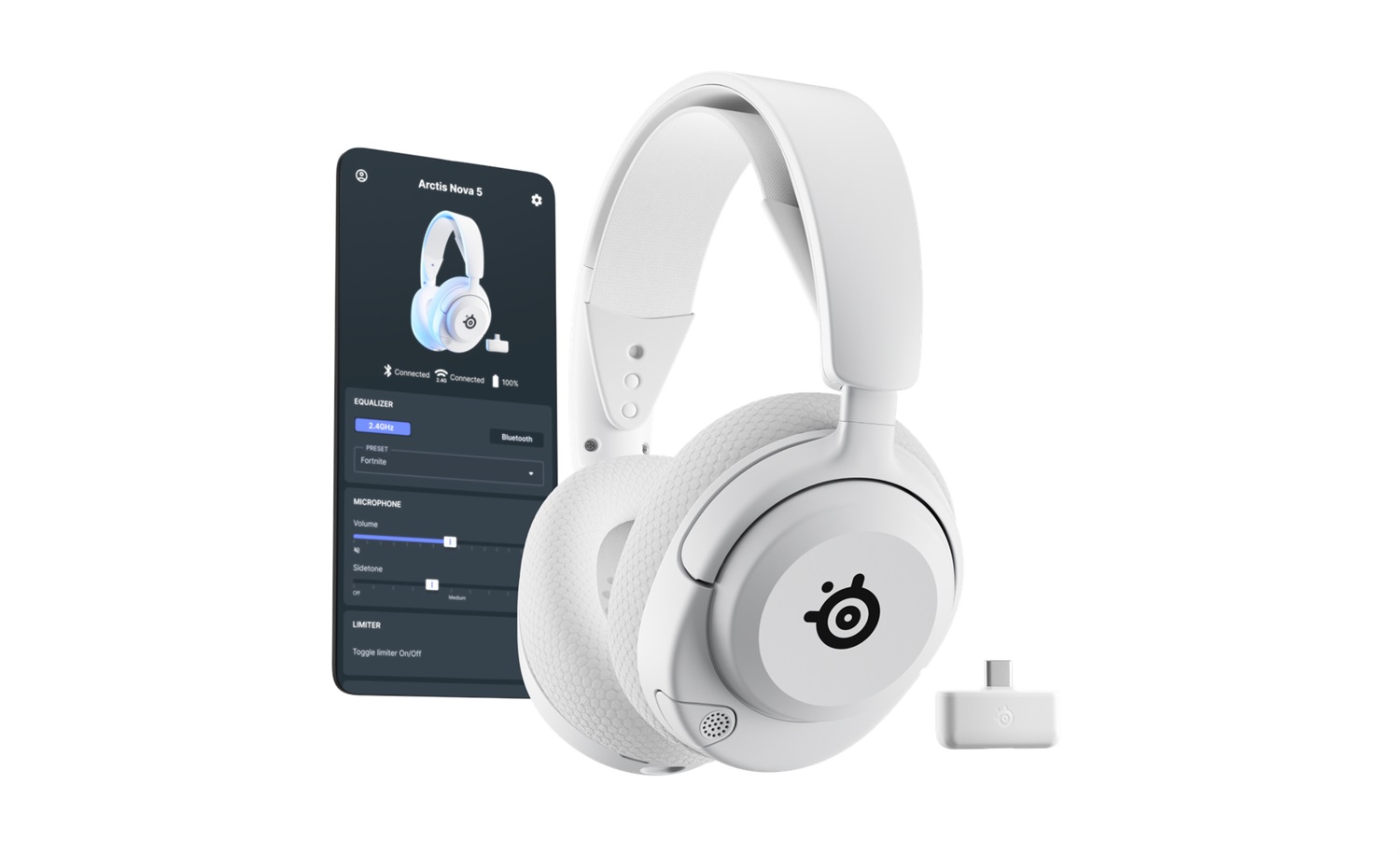 SteelSeries Arctis Nova 5 Wireless - Cuffie da gioco Bianco con Driver Magnetici, 100 Preset Audio, Batteria 60 Ore e Microfono ClearCast Gen2.X