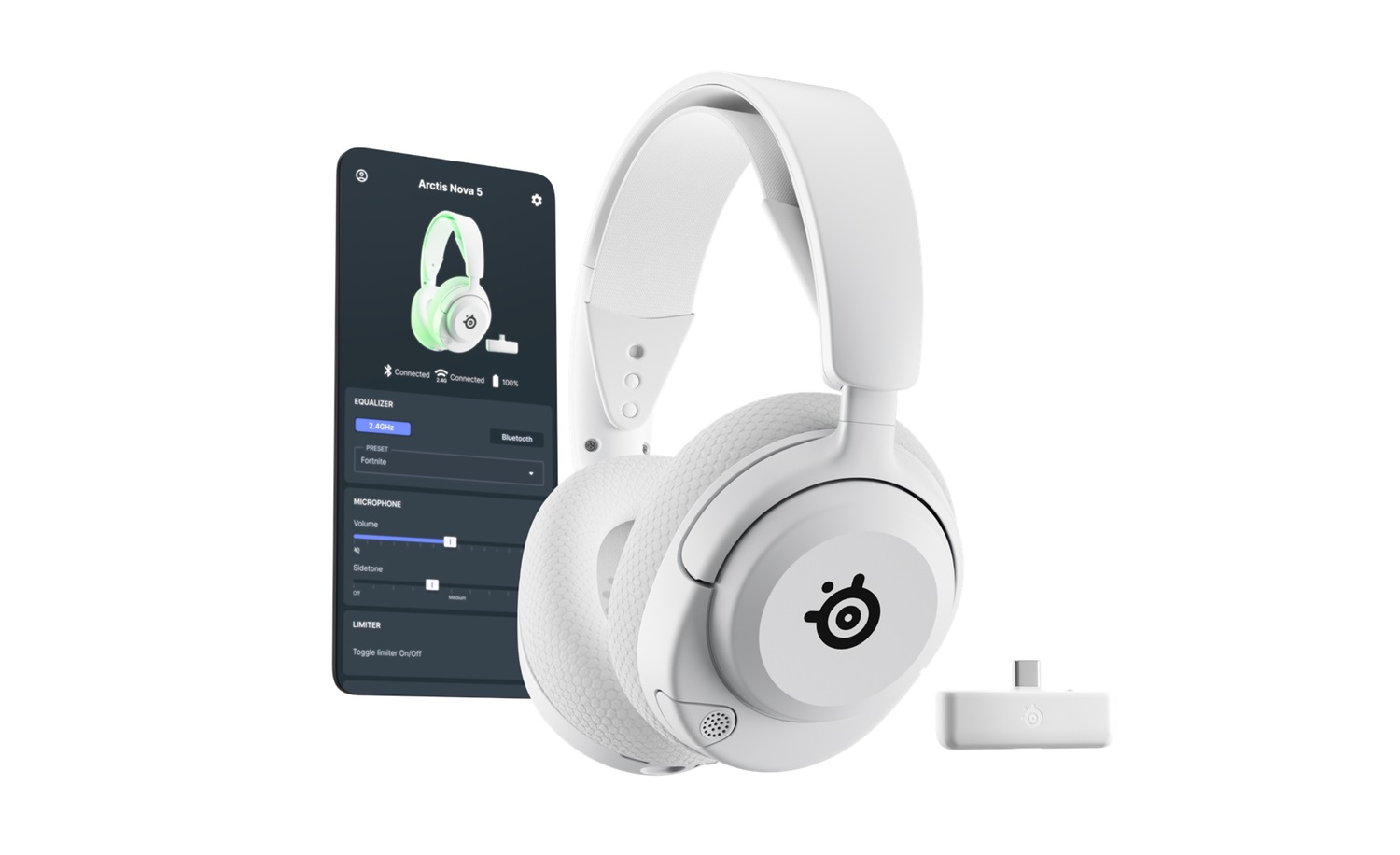 Steelseries Arctis Nova 5X Wireless - Cuffie da gioco Bluetooth Bianco con Driver Magnetici, 100 Preset Audio, Batteria da 60 Ore e Microfono ClearCast Gen2.X