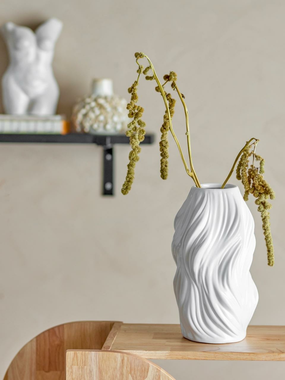 Bloomingville Vaso in Ceramica Beige Ø 12,5 cm H 22 cm - Design Danese con Finitura Opaca