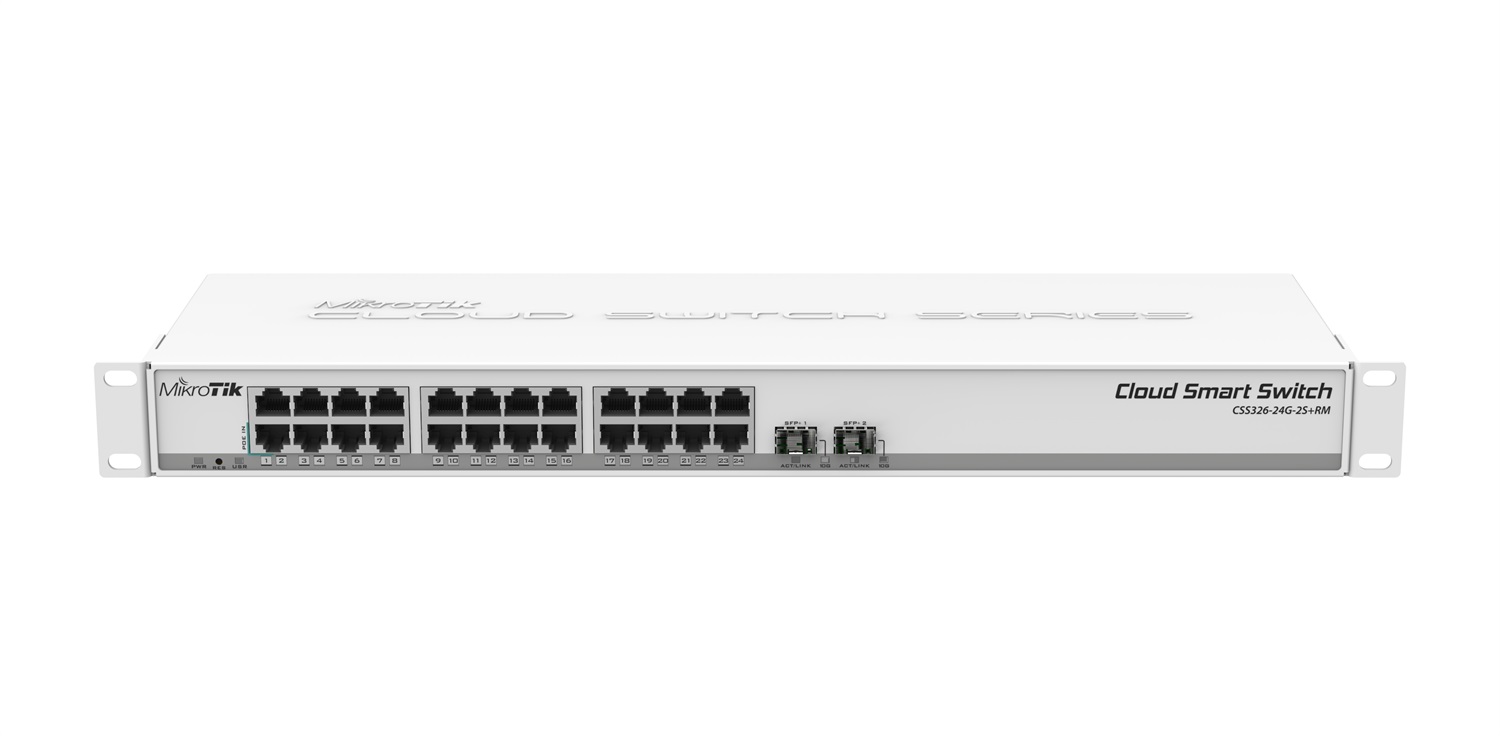 Mikrotik CSS326-24G-2S RM Switch di rete Gestito 24x Gigabit Ethernet, 2x SFP , PoE, 1U Bianco