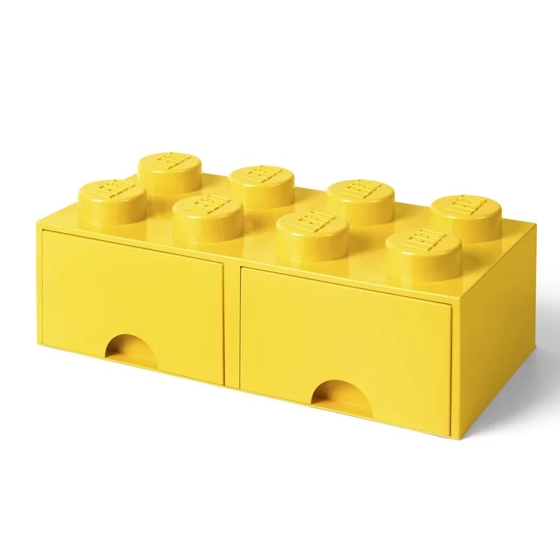 LEGO Contenitore Portaoggetti Giallo - Brick Drawer con 2 Cassetti, Modello 40061732