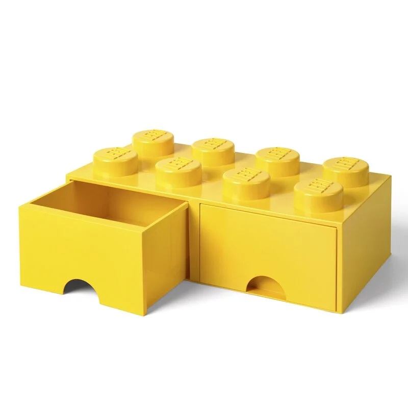 LEGO Contenitore Portaoggetti Giallo - Brick Drawer con 2 Cassetti, Modello 40061732