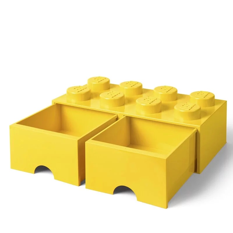 LEGO Contenitore Portaoggetti Giallo - Brick Drawer con 2 Cassetti, Modello 40061732