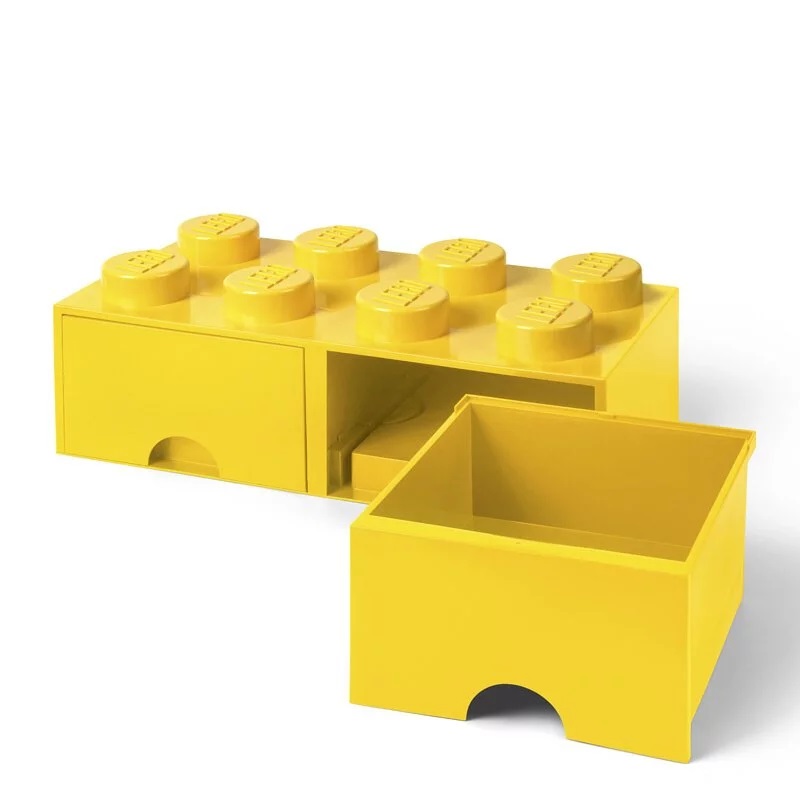 LEGO Contenitore Portaoggetti Giallo - Brick Drawer con 2 Cassetti, Modello 40061732