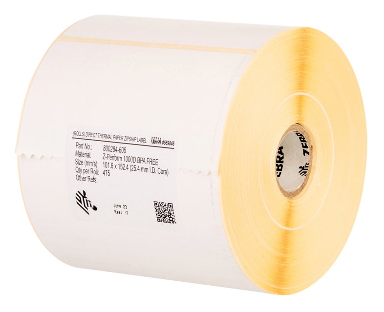 Zebra Z-Perform 1000T - Etichette in carta bianca, adesivo permanente, 102x102 mm, 12 rotoli da 662 etichette