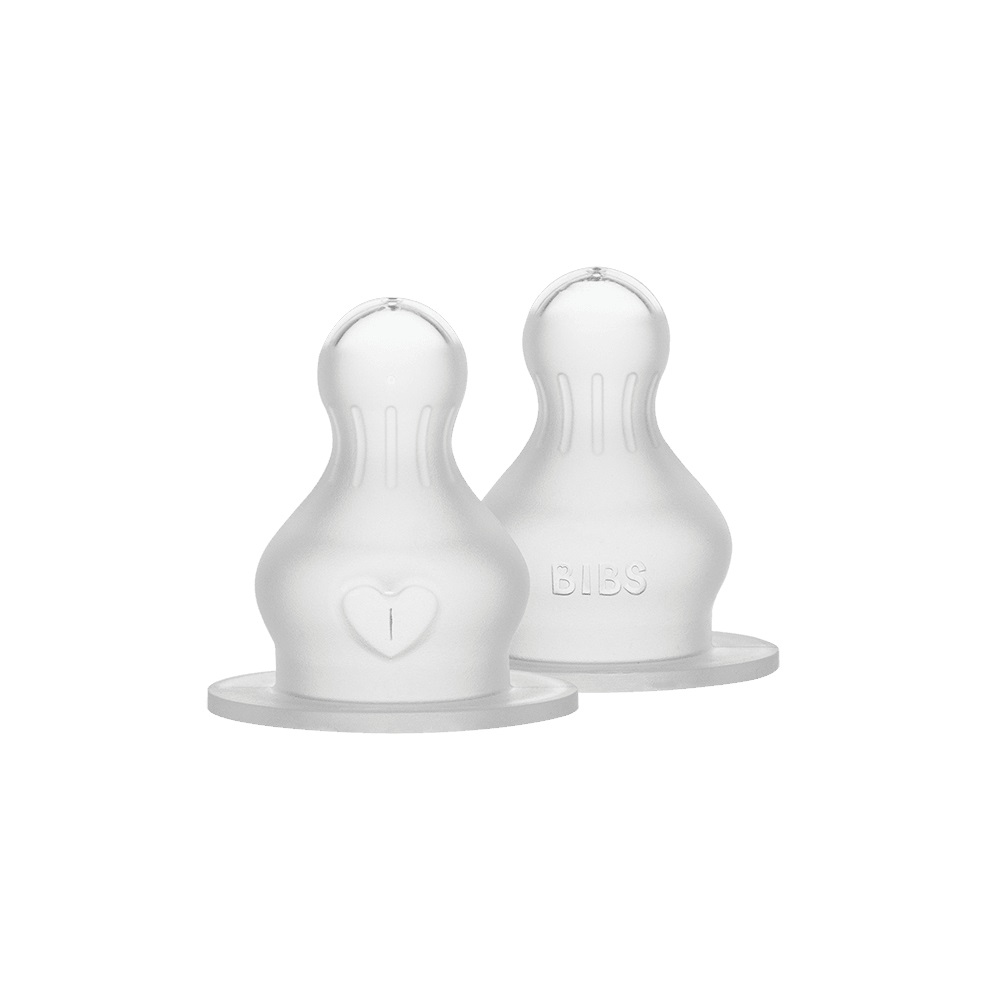 BIBS Tettarelle in Silicone per Biberon - Flusso Medio, 2 Pezzi, Anticolica e Ultra-Morbide