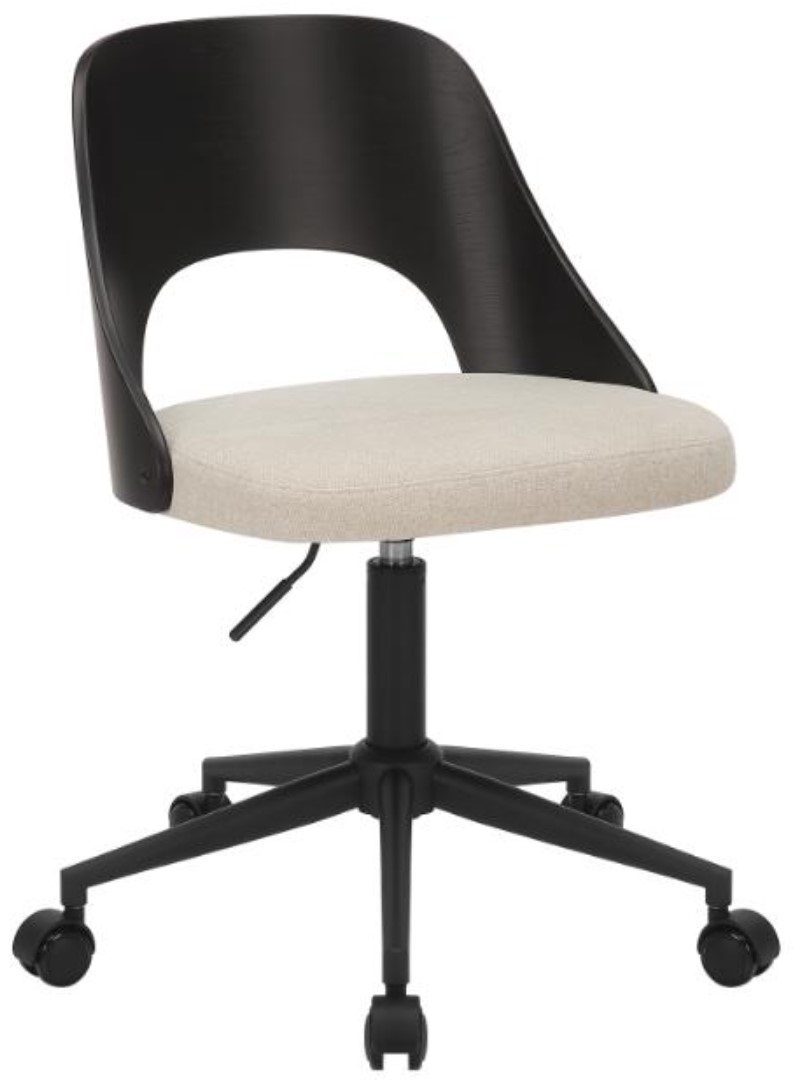 AC Design Sedia da scrivania girevole Lucy - Altezza regolabile, struttura in acciaio, tessuto Apia beige e nero