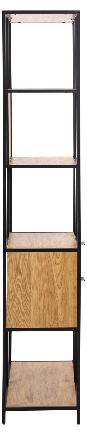 AC Design Furniture Jörn Mensola in Acciaio Nero con 2 Cassetti e 4 Ripiani in Rovere Selvatico