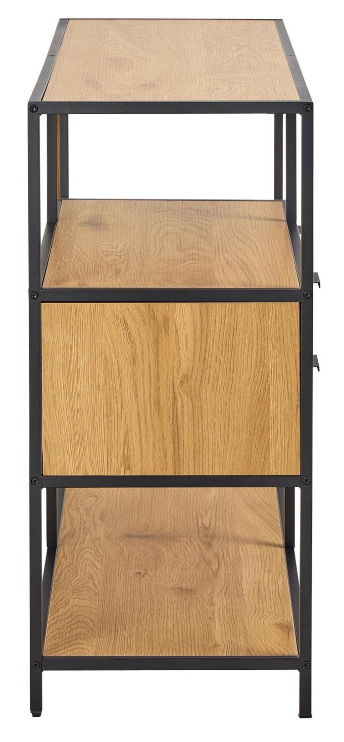 AC Design Scaffale Seaford - Struttura in Acciaio, 3 Ripiani in Rovere Selvatico, 2 Cassetti, Schienale Reversibile