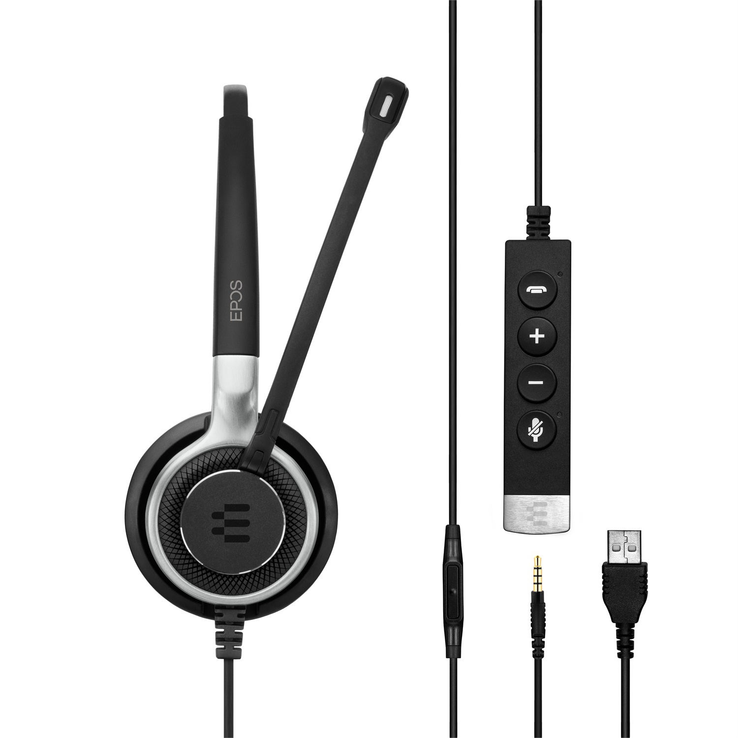 EPOS SENNHEISER IMPACT SC 660 ANC USB - Cuffia con Microfono Cablata a Padiglione per Musica e Chiamate, USB Tipo A, Nero/Argento