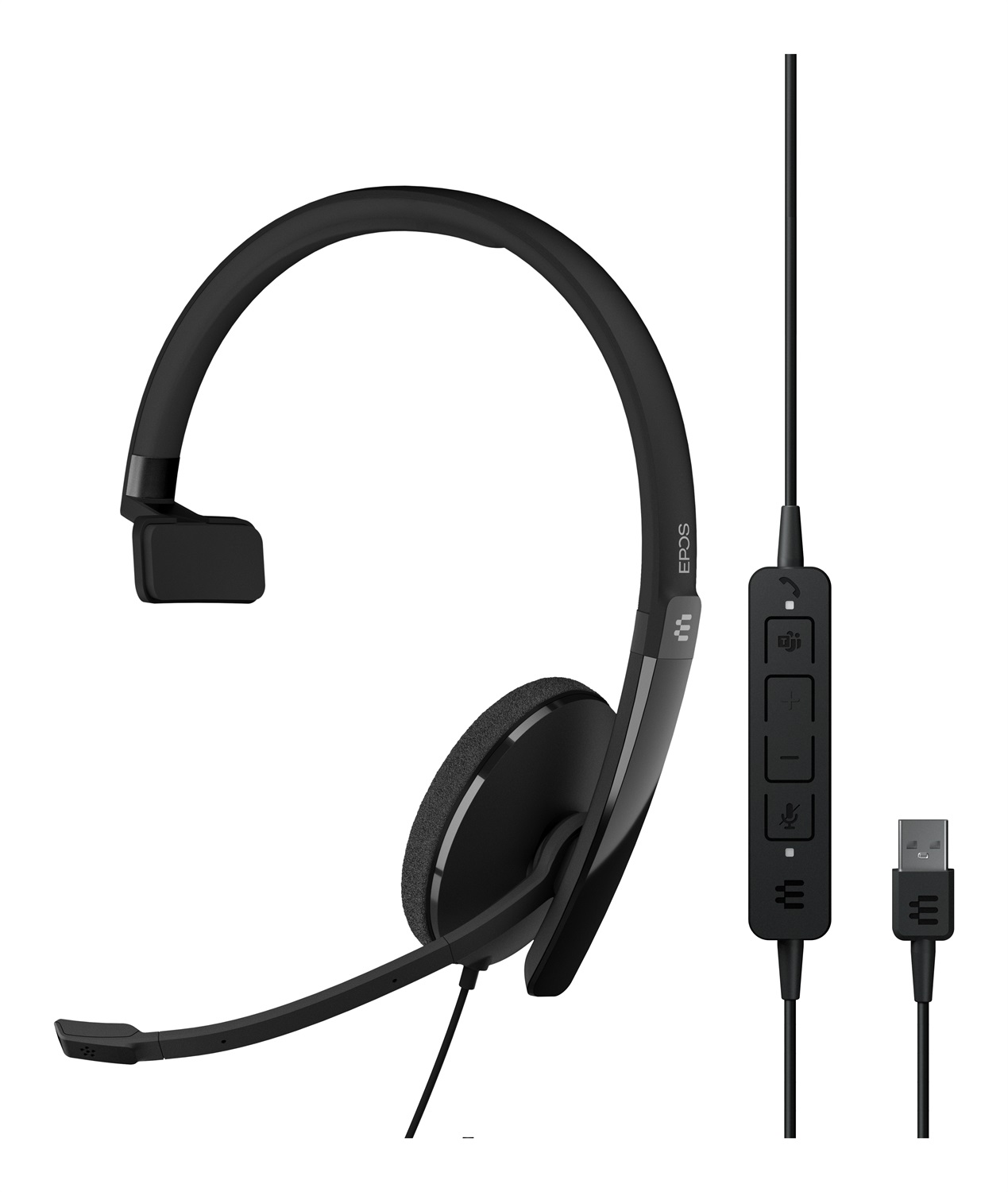 EPOS ADAPT 130T USB II - Auricolare Cablato a Padiglione per Ufficio, Connettività USB Tipo A, Nero