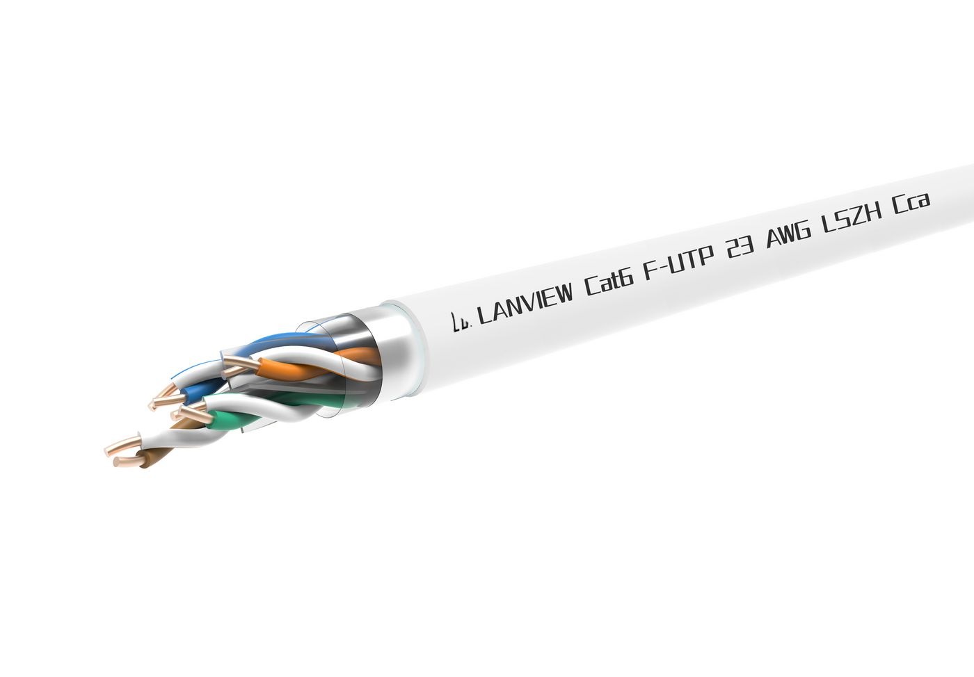 Lanview LVN122160 Cavo di rete Cat6 F-UTP 4x2xAWG23 LSZH bianco 305m, Classe di fiamma Cca, Garanzia 300M
