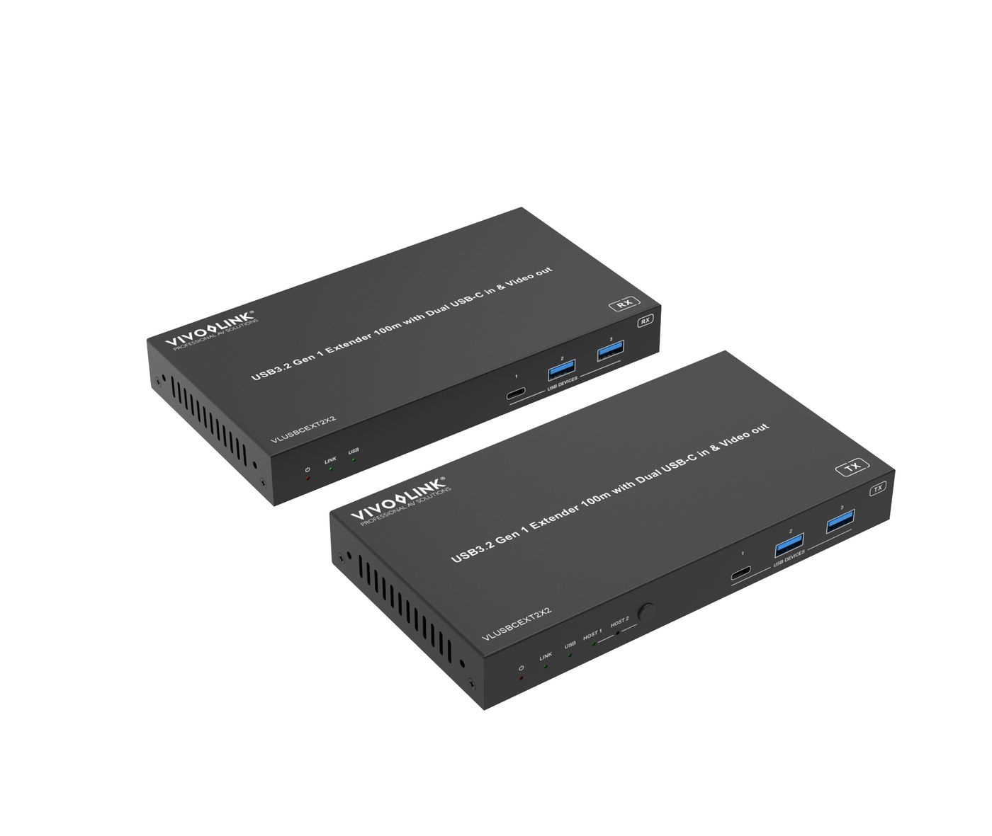 Vivolink Estensore USB 3.2 Gen 1 100m con Dual USB-C in e Video out - Garanzia 36 mesi