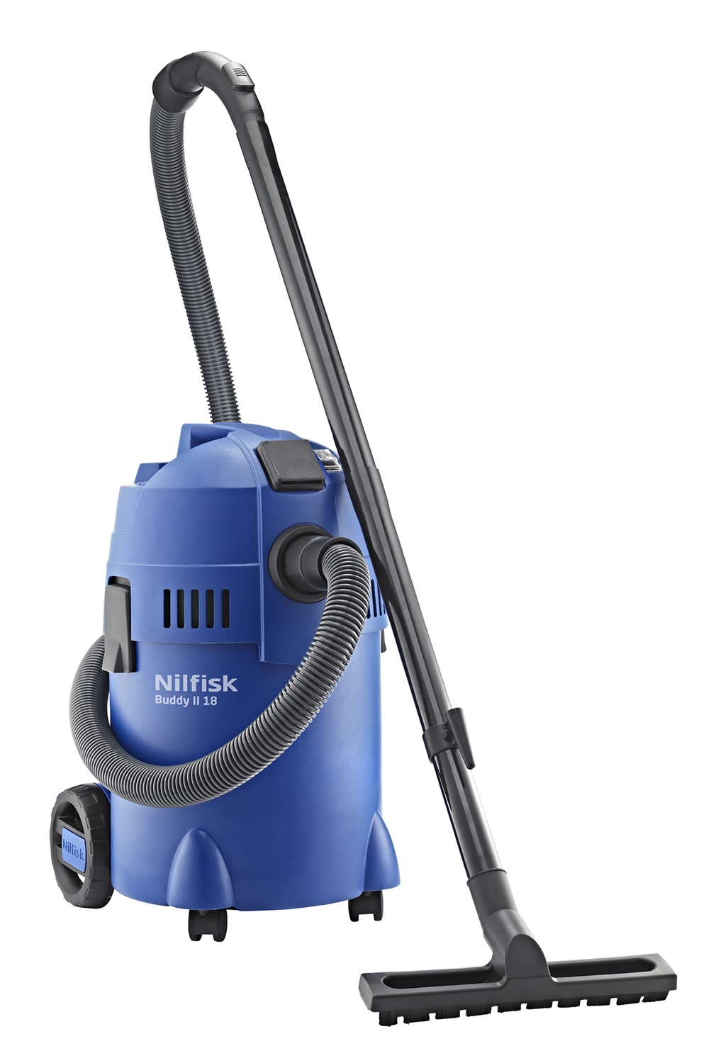 Nilfisk Buddy II 18T - Aspirapolvere Aspiraliquidi 18L, 1200W, Funzione Soffiatura, Nero e Blu