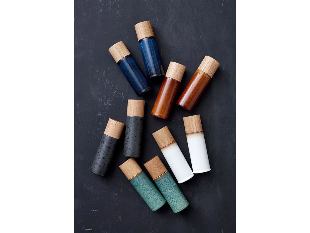 BITZ Set Macina Sale e Pepe in Grès Elegante - 2 Pezzi, Altezza 16,7 cm, Colore Nero