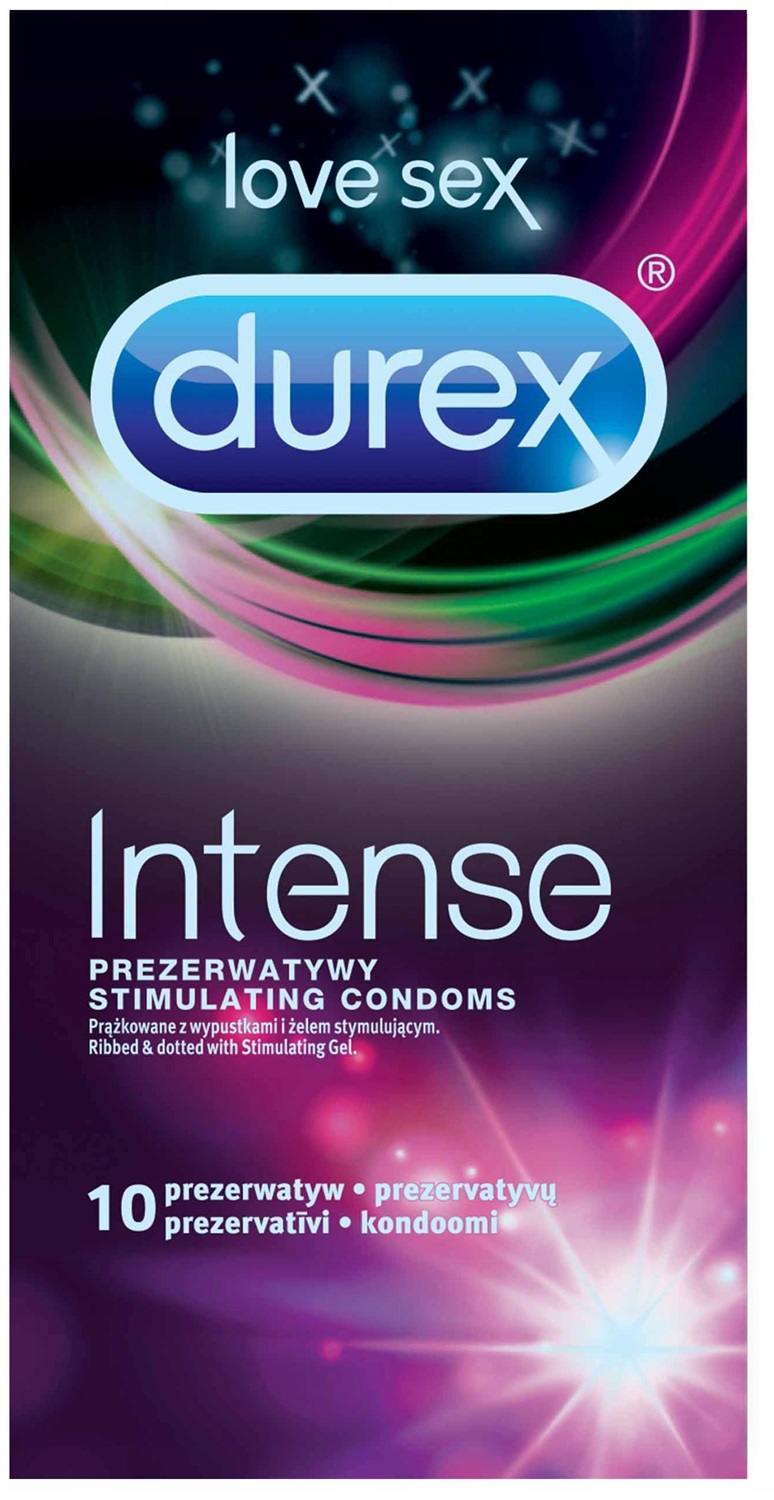 Durex Intense Preservativi 10 pz - Orgasmici a Costine e Tempestati di Stimolazione per un Intenso Piacere