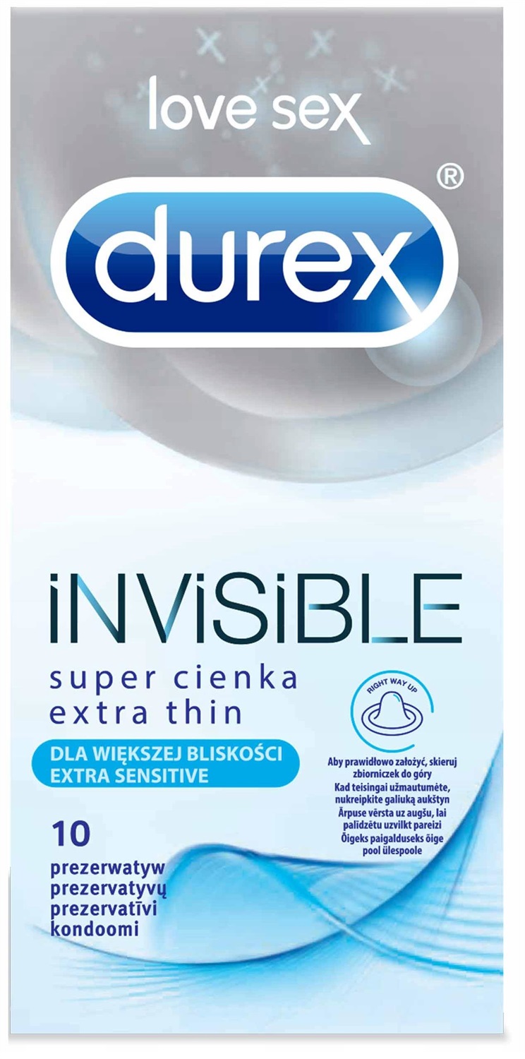 Durex Invisible Preservativi Ultra Sottili 10 pz - Alta Sensibilità e Massima Sicurezza