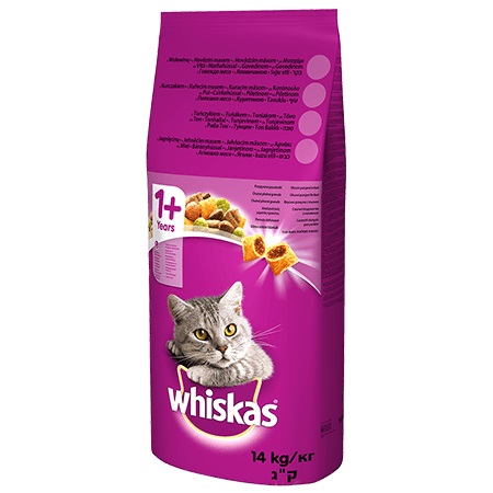 Whiskas 1 Cibo Secco per Gatti Adulto con Tonno - 14 kg, Alimento Completo Ricco di Nutrienti