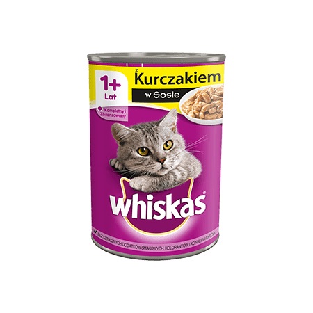 WHISKAS Cibo Umido 1 con Pollo in Salsa 400g - Alimento Completo e Bilanciato per Gatti