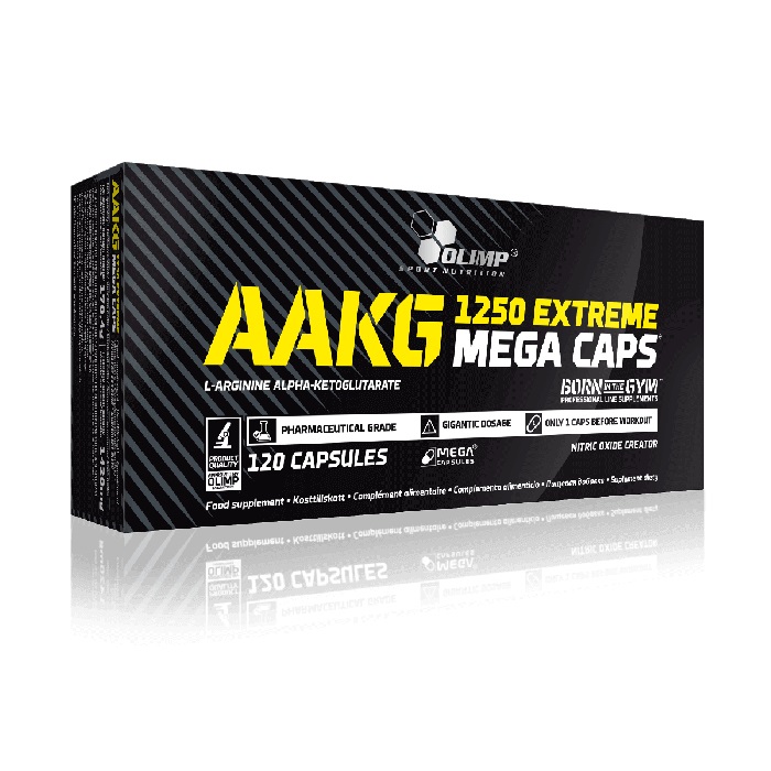 Olimp Nutrition AAKG 1250 Extreme Mega Caps - Integratore di L-Arginina Alfa-Cheto-Glutarato, 120 Capsule