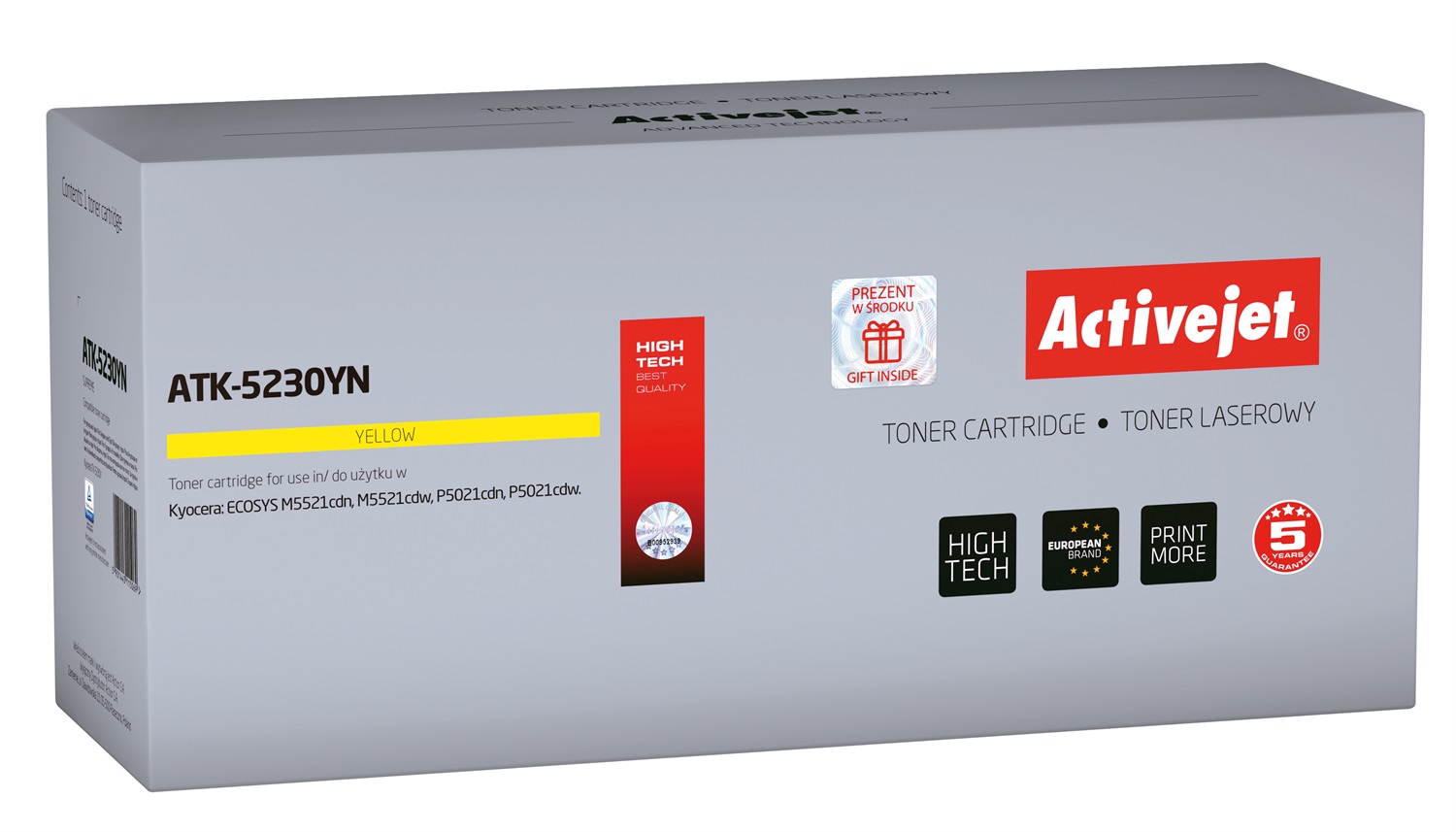 Activejet ATK-5230YN Cartuccia Toner Compatibile Kyocera TK-5230Y Giallo - 2200 Pagine, 1 Pz